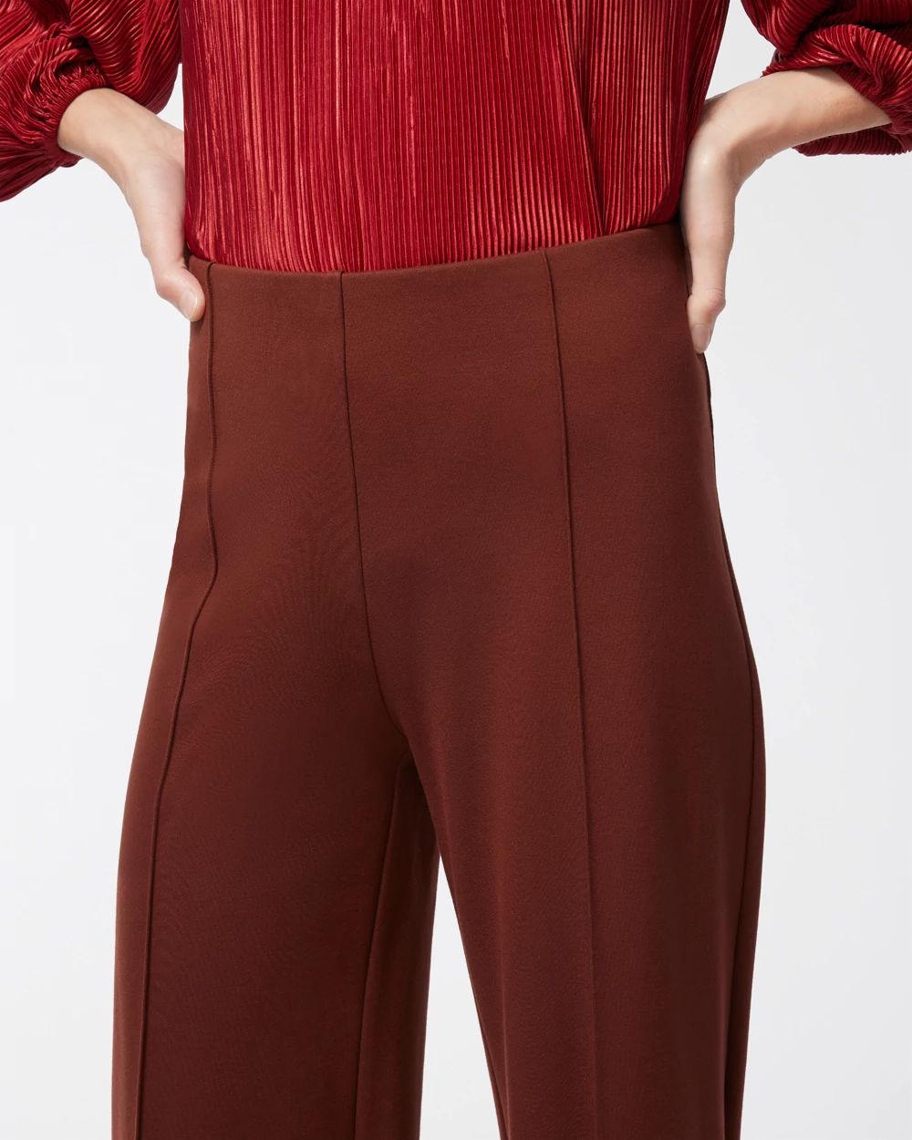 Ponte Pintuck Wide Leg Ankle Pants | Chico's